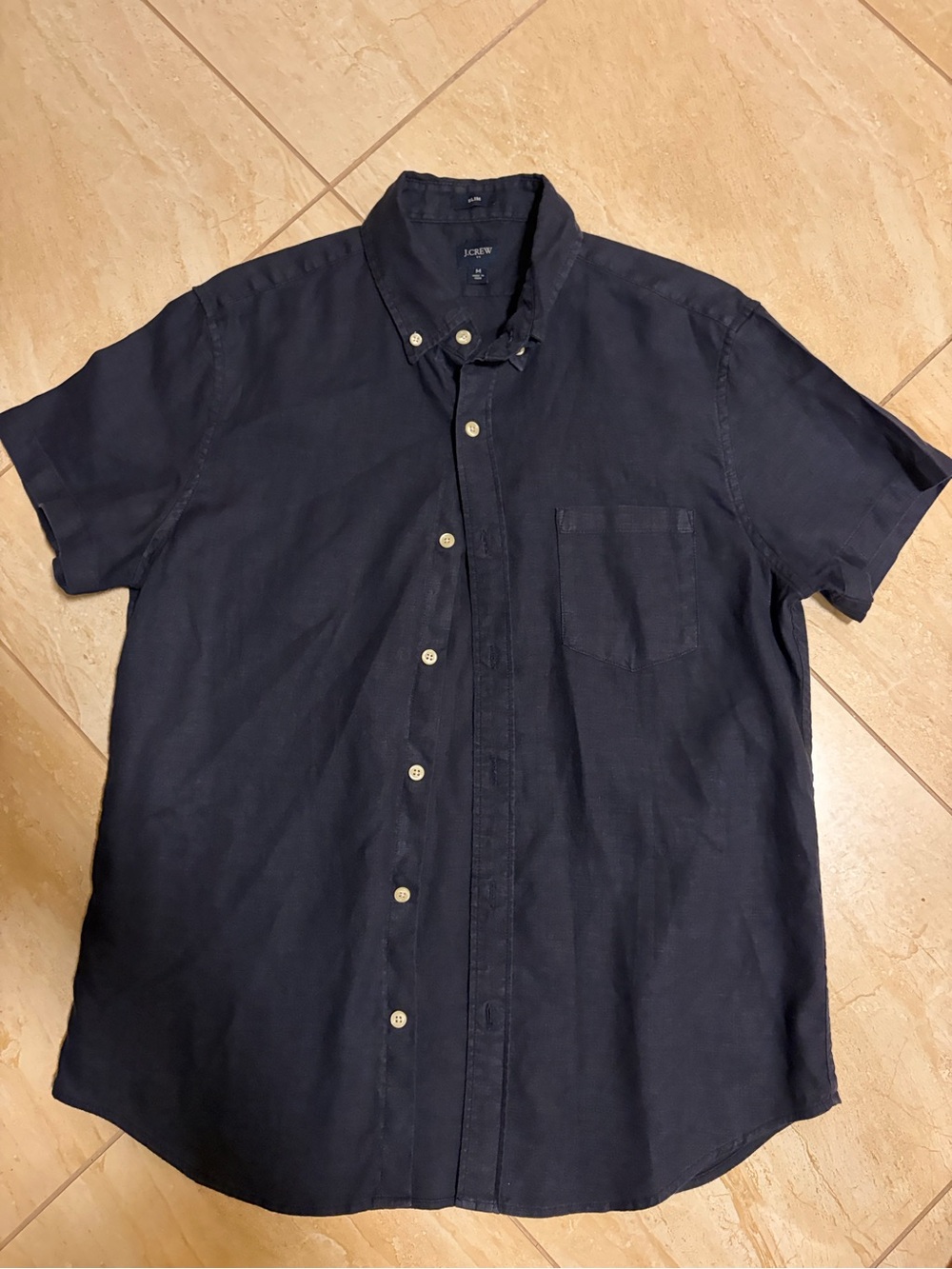 J. Crew Men's Short-Sleeve Button-Down Shirt in Navy